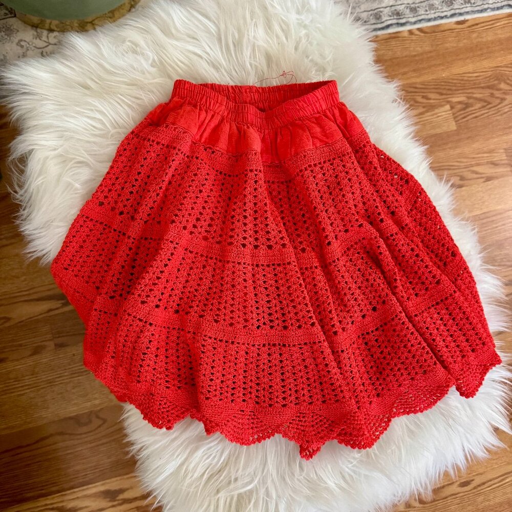 Unique Orange Knit Toddler's Skirt Long